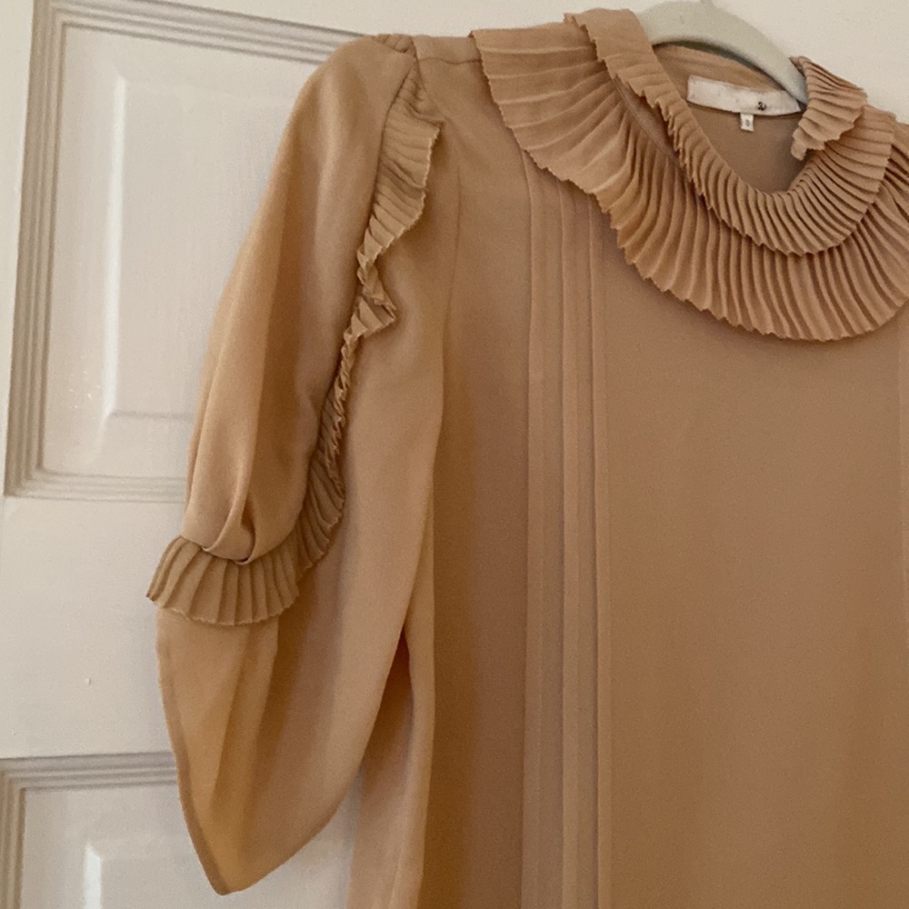 3.1 Phillip Lim Pleated Ruffle Collar Blouse in Beige - Picture 3 of 8